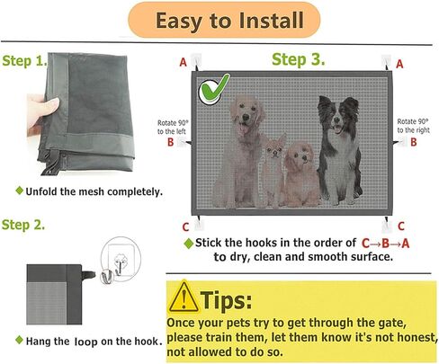 Baby Gate for Stairs No Drilling, 43.3" W x 28.3" H Build a Safe Home for Kids and Pets, Portable Mesh Pet Gate Dog Gate for The House Retractable Baby Gates for Doorways (K) in Saudi Arabia
