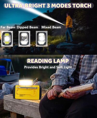 Kaito KA278 Emergency Radio – AM/FM NOAA Weather Radio and 4,000 mAh Power Bank Rechargeable with Solar Panel and Hand Crank (Yellow) in Saudi Arabia