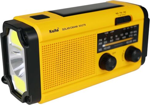 Kaito KA278 Emergency Radio – AM/FM NOAA Weather Radio and 4,000 mAh Power Bank Rechargeable with Solar Panel and Hand Crank (Yellow) in Saudi Arabia