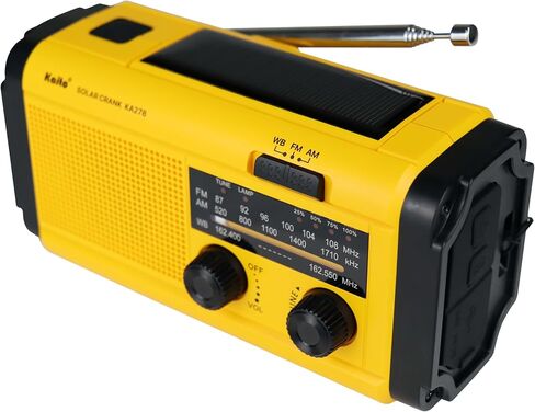 Kaito KA278 Emergency Radio – AM/FM NOAA Weather Radio and 4,000 mAh Power Bank Rechargeable with Solar Panel and Hand Crank (Yellow) in Saudi Arabia