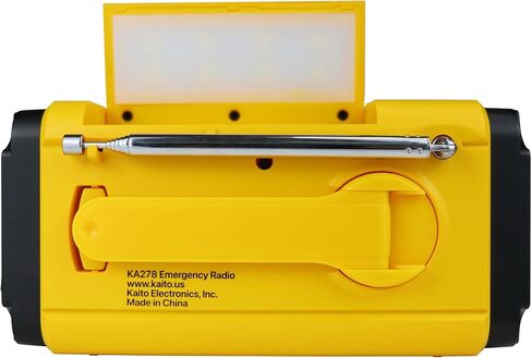 Kaito KA278 Emergency Radio – AM/FM NOAA Weather Radio and 4,000 mAh Power Bank Rechargeable with Solar Panel and Hand Crank (Yellow) in Saudi Arabia