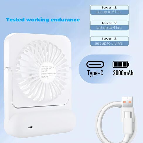 Desktop Fan A219 – Rechargeable, Ultra Quiet, 3-Speed Adjustable, 180° Rotation, Portable USB-C Fan with 2000mAh Battery – Perfect for Office, Home, and Camping - Green in Saudi Arabia