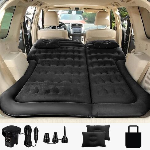 SAYGOGO SUV Air Mattress Camping Bed Cushion Pillow Inflatable Thickened Car Air Bed Mattress with Electric Air Pump Portable Sleeping Pad for Travel Camping Upgraded Version Black in Kuwait