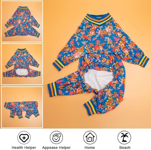 بدلة جراحة الكلاب الكبيرة من LovinPet، بيجامة للكلاب لحماية ما بعد العمليات الجراحية، بدلة للكلاب مضادة للتساقط، خفيفة الوزن من جلد الغزال بطبعات زهور البرقوق كسترة سفلية للكلاب الكبيرة، ملابس مقاس XL in Kuwait