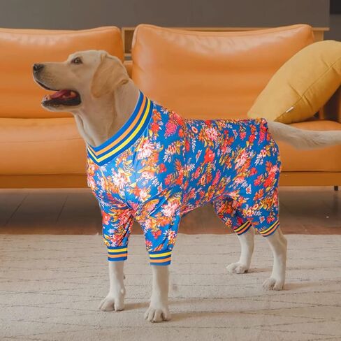 بدلة جراحة الكلاب الكبيرة من LovinPet، بيجامة للكلاب لحماية ما بعد العمليات الجراحية، بدلة للكلاب مضادة للتساقط، خفيفة الوزن من جلد الغزال بطبعات زهور البرقوق كسترة سفلية للكلاب الكبيرة، ملابس مقاس XL in Kuwait