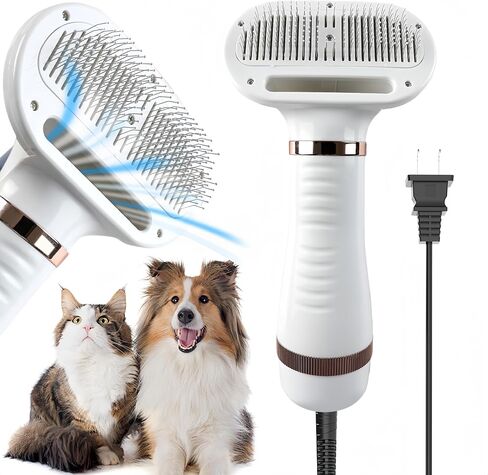 2-in-1 Dog Bath Brush Dryer & Dog Blow Dryer, Pet Grooming Dryer with Slicker Brush for Dogs, Dog Grooming Kit, Quiet & Portable Pet Supplies for Dog Bath and Grooming in Saudi Arabia