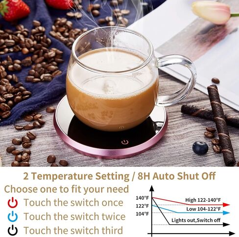 Coffee Mug Warmer for Desk with 8H Automatic Shut-Off, Adjustable Temperature Control, Compatible with Ceramic, Glass, and Stainless Steel Mugs（Black Black in Kuwait