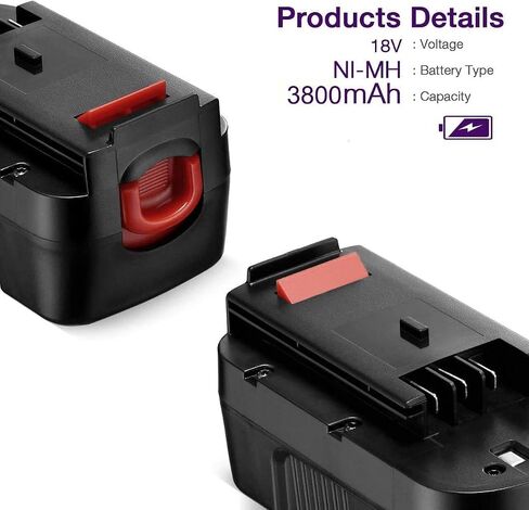 2 Pack 3.8Ah 18 Volt HPB18 Replacement Battery Compatible with Black and Decker 18V HPB18 HPB18-OPE 244760-00 A1718 FS18FL FSB18 Firestorm Black and Decker 18 Volt Battery in Saudi Arabia