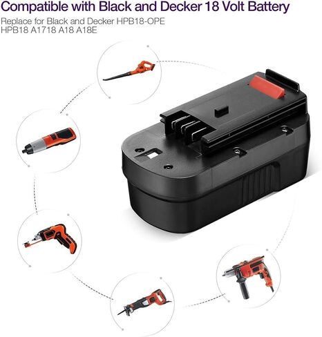 2 Pack 3.8Ah 18 Volt HPB18 Replacement Battery Compatible with Black and Decker 18V HPB18 HPB18-OPE 244760-00 A1718 FS18FL FSB18 Firestorm Black and Decker 18 Volt Battery in Saudi Arabia