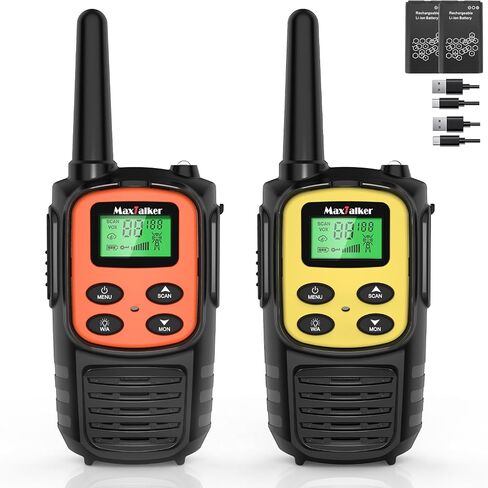 Walkie Talkies for Adults 2 Pack Long Range Rechargeable 2 Way Radios, Hiking Accessories Camping Gear Xmas Gift for Kids with 22 FRS Channel Radios, Lamp,VOX,Li-ion Battery,NOAA in Kuwait