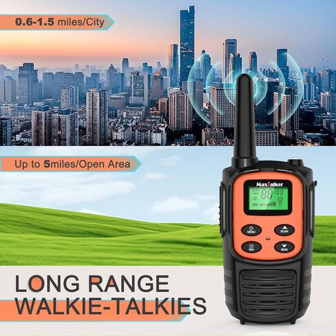 Walkie Talkies for Adults 2 Pack Long Range Rechargeable 2 Way Radios, Hiking Accessories Camping Gear Xmas Gift for Kids with 22 FRS Channel Radios, Lamp,VOX,Li-ion Battery,NOAA in Kuwait