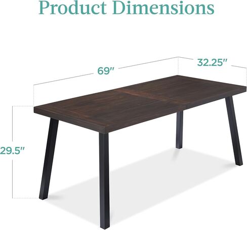 Best Choice Products 6-Person Indoor Outdoor Acacia Wood Dining Table, Picnic Table w/Powder-Coated Steel, 350 Pound Capacity Legs - Natural in Saudi Arabia