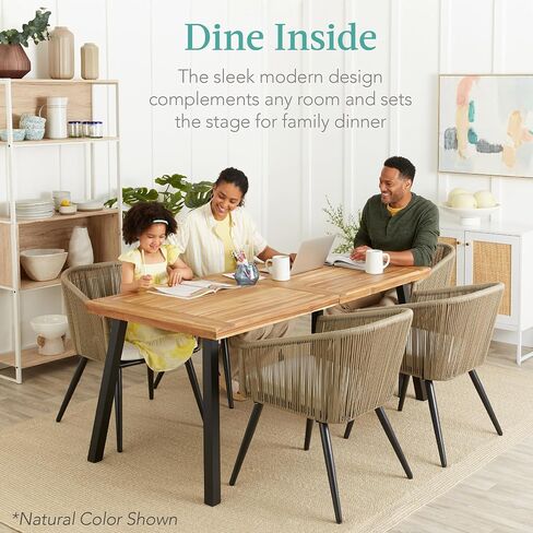 Best Choice Products 6-Person Indoor Outdoor Acacia Wood Dining Table, Picnic Table w/Powder-Coated Steel, 350 Pound Capacity Legs - Natural in Saudi Arabia