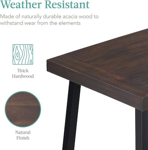 Best Choice Products 6-Person Indoor Outdoor Acacia Wood Dining Table, Picnic Table w/Powder-Coated Steel, 350 Pound Capacity Legs - Natural in Saudi Arabia