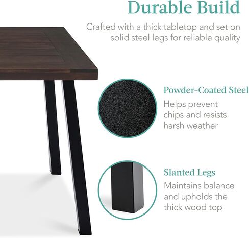 Best Choice Products 6-Person Indoor Outdoor Acacia Wood Dining Table, Picnic Table w/Powder-Coated Steel, 350 Pound Capacity Legs - Natural in Saudi Arabia