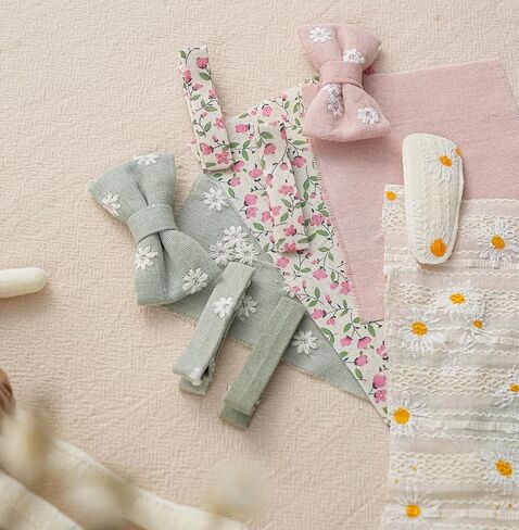 Hair Clips for Girls with Bows Flower,10 pc 2" Fully Lined Alligator Clips and Barrettes,Handmade Hair Accessories for Baby Toddler Young Kids School Age Girls Gifts in Kuwait