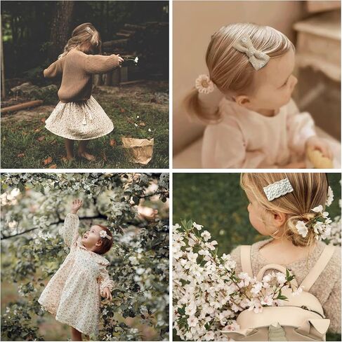 مشابك شعر للفتيات مع أقواس زهرة، 10 قطع 2 بوصة مشابك ومشابك تمساح مبطنة بالكامل، إكسسوارات شعر مصنوعة يدويًا للأطفال الصغار في سن المدرسة هدايا للفتيات in Kuwait