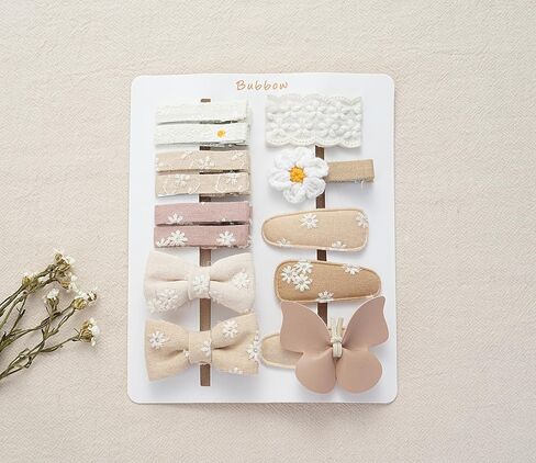 مشابك شعر للفتيات مع أقواس زهرة، 10 قطع 2 بوصة مشابك ومشابك تمساح مبطنة بالكامل، إكسسوارات شعر مصنوعة يدويًا للأطفال الصغار في سن المدرسة هدايا للفتيات in Kuwait