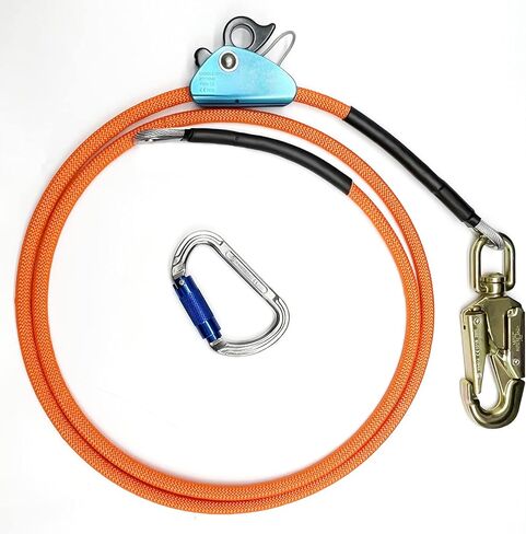 Flipline Kit, Steel Wire Core Climbing Kit, Climbing Harness, Adjustable Tree Lanyard W/carabeaner,Detachable Rope Grab,Steel Swivel Snap,for Fall Protection,Arborist, Tree Climbers (1/2x10ft,Blue) in Saudi Arabia