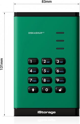 iStorage diskAshur3 SSD 2TB Blue - Secure Portable Solid State Drive - Password Protected - Dust & Water Resistant - Hardware Encryption in Saudi Arabia