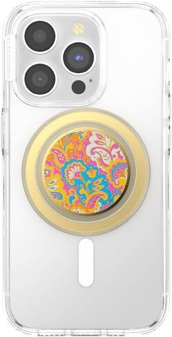 مقبض هاتف دائري من PopSockets متوافق مع MagSafe، يتضمن حلقة محول، حامل هاتف، متوافق مع الشحن اللاسلكي - ذهبي غاودي in Saudi Arabia