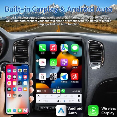 14 Inch Touch Screen Android 13 Car Radio for Dodge Durango Stereo Upgrade Tesla Style Head Unit Multimedia Player Android Auto Carplay GPS Navigation (2014-2020 Year) in Kuwait