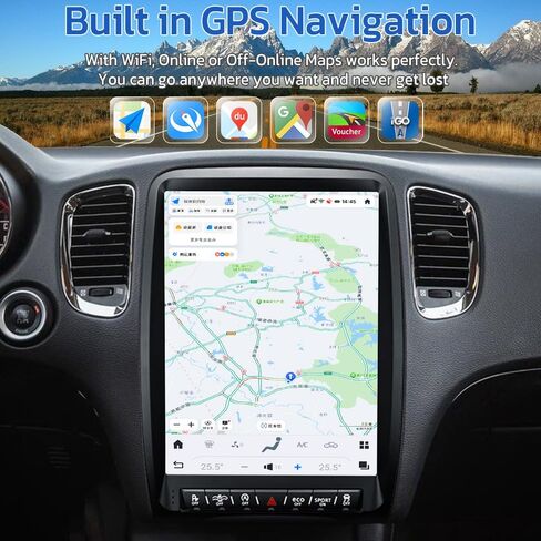 14 Inch Touch Screen Android 13 Car Radio for Dodge Durango Stereo Upgrade Tesla Style Head Unit Multimedia Player Android Auto Carplay GPS Navigation (2014-2020 Year) in Kuwait