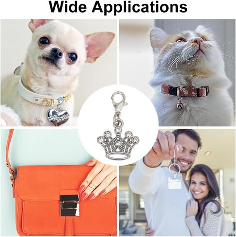 12pcs Cat Dog Charms Pendant 3 Styles Paw Heart Crown Pet Collar Pendants Alloy Rhinestone Key Chain Glitter with Carabiner Jewelry Clip-on Charms for Bag Necklace Bracelet Home Decor in Saudi Arabia