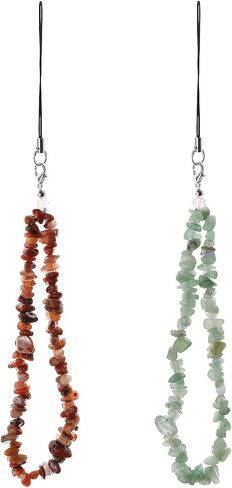 Create idea 2PCS Mobile Phone Beads Lanyard Phone Charm Crystal Bead Hand Wrist Strap Bracelet for Keychains U Disk Handbag Decoration (Red & Green) in Saudi Arabia
