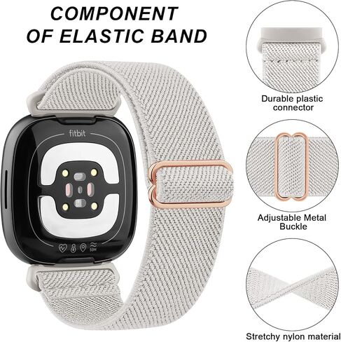 Amzpas Bands Compatible with Fitbit Versa 4 Band/Fitbit Versa 3 Bands/Fitbit Sense Band/Fitbit Sense 2 Band for Women Men, Soft Elastic Nylon Band Replacement for Fitbit Versa 4/Versa 3/Sense 2 in Saudi Arabia