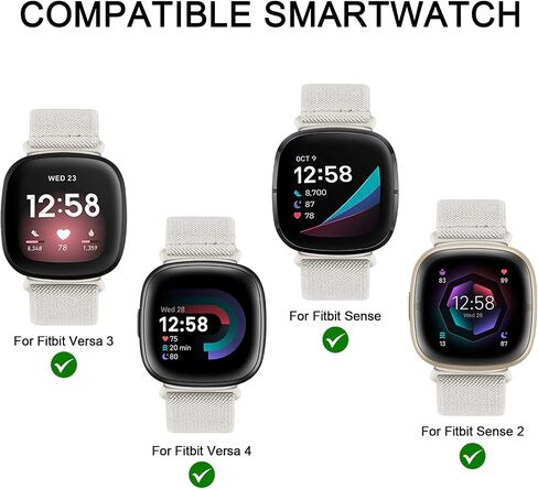 Amzpas Bands Compatible with Fitbit Versa 4 Band/Fitbit Versa 3 Bands/Fitbit Sense Band/Fitbit Sense 2 Band for Women Men, Soft Elastic Nylon Band Replacement for Fitbit Versa 4/Versa 3/Sense 2 in Saudi Arabia