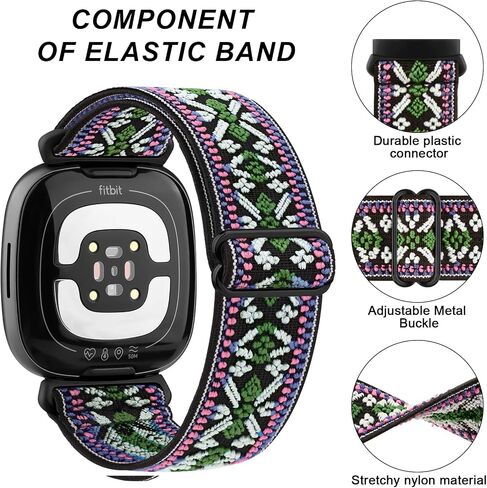 Amzpas Bands Compatible with Fitbit Versa 4 Band/Fitbit Versa 3 Bands/Fitbit Sense Band/Fitbit Sense 2 Band for Women Men, Soft Elastic Nylon Band Replacement for Fitbit Versa 4/Versa 3/Sense 2 in Saudi Arabia