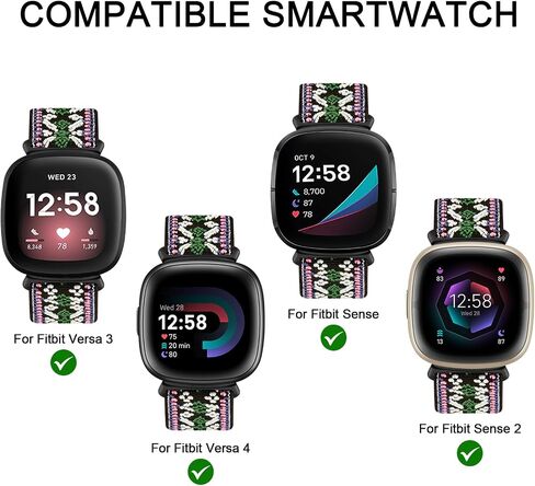 Amzpas Bands Compatible with Fitbit Versa 4 Band/Fitbit Versa 3 Bands/Fitbit Sense Band/Fitbit Sense 2 Band for Women Men, Soft Elastic Nylon Band Replacement for Fitbit Versa 4/Versa 3/Sense 2 in Saudi Arabia