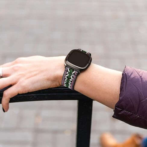 Amzpas Bands Compatible with Fitbit Versa 4 Band/Fitbit Versa 3 Bands/Fitbit Sense Band/Fitbit Sense 2 Band for Women Men, Soft Elastic Nylon Band Replacement for Fitbit Versa 4/Versa 3/Sense 2 in Saudi Arabia