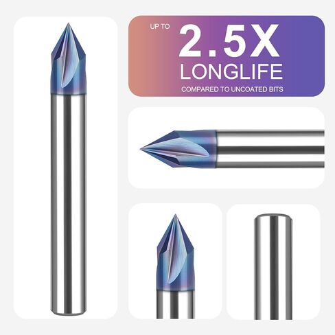 SpeTool 4 Flutes 90 Degree CNC V Bit 1/4 Inch Shank, TAC Coated Solid Carbide V Groove Router Bit for CNC Engraving and Chamfering in Saudi Arabia