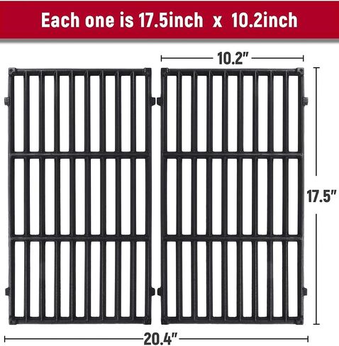 X Home 7638 Grill Grates Replacement for Weber Spirit 300 Series, E-310 E-330, Genesis Silver/Gold B & C Grill Replacement Parts, Cast Iron, 17.5 x 11.9 Inch, 2-Pack in Saudi Arabia