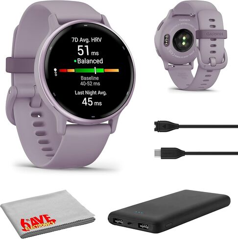 Garmin Vivoactive 5 Fitness Tracker Smart Watch for Men & Women with Metallic Orchid Bezel w/Orchid Case and Silicone Band with Bright 1.2" AMOLED Touchscreen Display and 11 Days Battery Life in Saudi Arabia