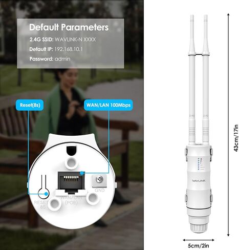 موسع واي فاي خارجي WAVLINK N300 طويل المدى مع طاقة PoE، منفذ WAN/LAN، مقاوم للماء، خارجي، نقطة وصول لاسلكية مع أوضاع AP/راوتر/مكرر للمنزل، RV، المستودع in Saudi Arabia
