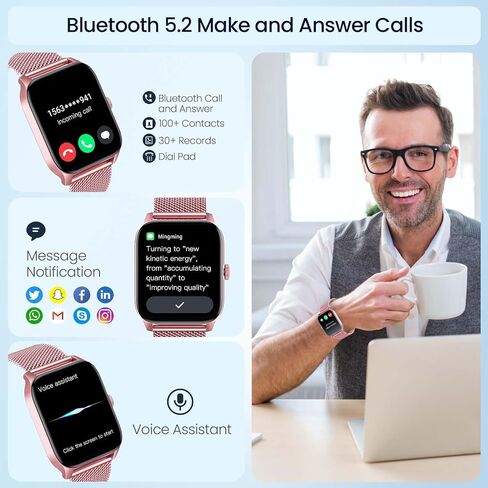 Smartwatch for Women Fitness Tracker Watch: Smart Watches for Women Android iOS Phones Make/Answer Call 1.83" Waterproof Digital Watches Heart Rate SpO2 Sleep Monitor 100+ Sport Mode Activity Tracker in Saudi Arabia