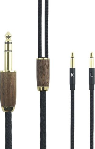 كابل ترقية بديل لكابل الصوت NewFantasia 6.35 مم متوافق مع Meze 99 Classics، متوافق مع Meze 99 Neo Headphone 6N OCC سلك نحاسي مطلي بالفضة وغطاء من خشب الجوز in Kuwait