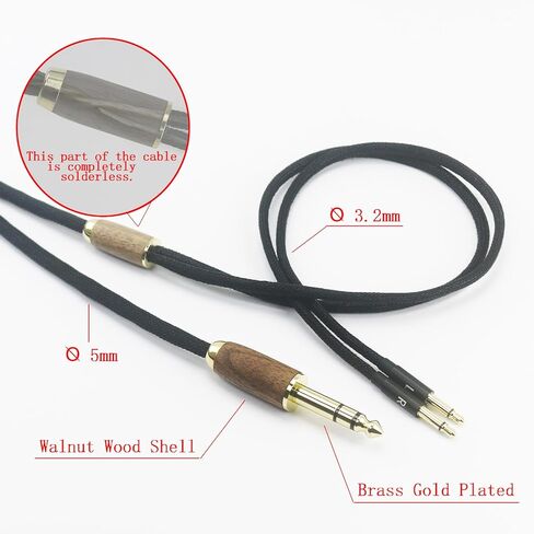 كابل ترقية بديل لكابل الصوت NewFantasia 6.35 مم متوافق مع Meze 99 Classics، متوافق مع Meze 99 Neo Headphone 6N OCC سلك نحاسي مطلي بالفضة وغطاء من خشب الجوز in Kuwait