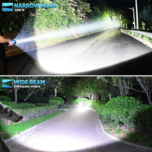 مصابيح LED قابلة لإعادة الشحن لومن عالي، 990,000 لومن مصباح يدوي فائق السطوع، 7 أوضاع مع ضوء COB، ضوء فلاش قوي مقاوم للماء IPX7، مصابيح يدوية متعددة الوظائف للتخييم في حالات الطوارئ المنزلية in Kuwait