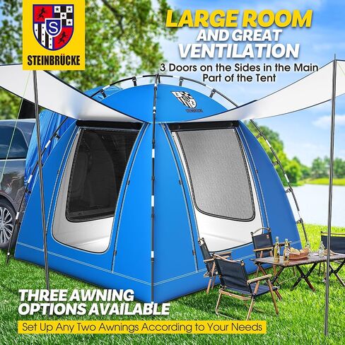 خيمة تخييم عالمية لسيارات الدفع الرباعي مع مظلة كبيرة، خيمة سيارة مقاومة للماء، ملحقات تخييم بسعة تصل إلى 4 أشخاص، إعداد سهل لحقائب الظهر والسفر والمشي لمسافات طويلة في الهواء الطلق in Kuwait