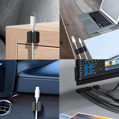 منظم سلك مشابك الكابلات، 16 قطعة لإدارة سلك لاصق قوي لكابلات شحن USB C، مشابك سلكية لاصقة للمنزل والمكتب والسيارة وملحقات المكتب in Kuwait