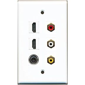 RiteAV 2 HDMI - 1 3.5mm Stereo and 3 RCA - Red White Yellow Wall Plate White