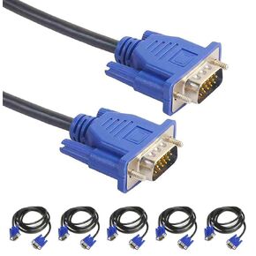 VGA to VGA Cable (6 Feet 5-Pack) VGA to VGA Monitor Cable 1080P Full HD, Male to Male Cord HD15 for Computer PC Monitor Laptop TV Projector (6FT - 5PK)
