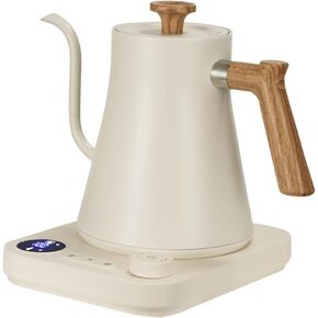 Gooseneck Electric Coffee Kettle, 1200W Quick Heating, ±1℉ Temperature Control, Stainless Steel Inner Pot for Pour Over Coffee & Tea (White, 110V US Plug)