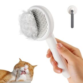 New pet brus, cat hair brush with release button,Dog hair brush,Removing loose hair,Pet grooming supplies,Cat brushes for indoor cats(Pink)
