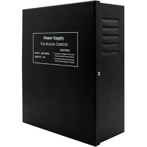 Power Supply Control AC 110-240V to DC 12V 5A Worldwide Voltage Metal Boxed Cabinet Regulated UPS Power Supply Unit with Backup Battery Link for Door Access Entry System (12V / 5A)