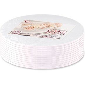 Cakebon Round Cake Boards, 10-Inch 1/8 Thick – Round, Sturdy, Grease-Proof, Fully Wrapped Cardboard Cake Drums – Heavy-Duty, Bend-Resistant Cake Boards Round 12-Pack